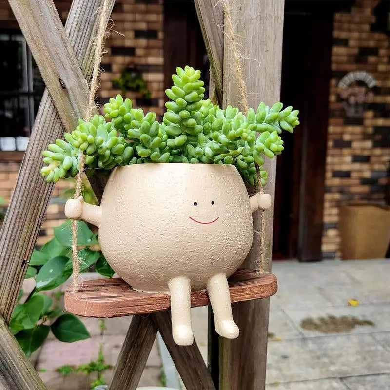 Mooie Swing Gezicht Bloempot | Sappige Bloempotten Balkon Muur Hangende Planter Decor Thuis Tuinbenodigdheden - Planswing