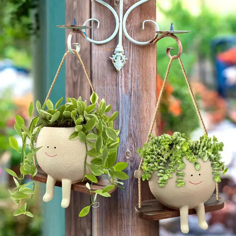 Mooie Swing Gezicht Bloempot | Sappige Bloempotten Balkon Muur Hangende Planter Decor Thuis Tuinbenodigdheden - Planswing