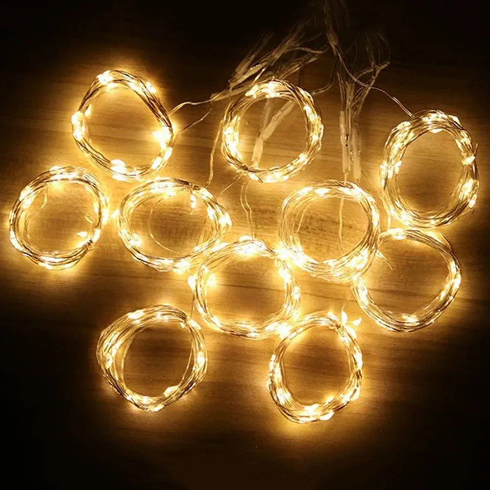 LED Kerst Fairy String Lights met afstandsbediening | USB-aangedreven Festoon slinger gordijn | kerstverlichting decor voor thuis - Gartain