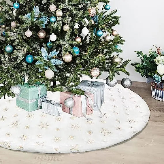 Luxueuze Witte Imitatiebont Kerstboom Rok | Zacht, Elegant en Perfect voor Feestdecoraties - FrostGlow