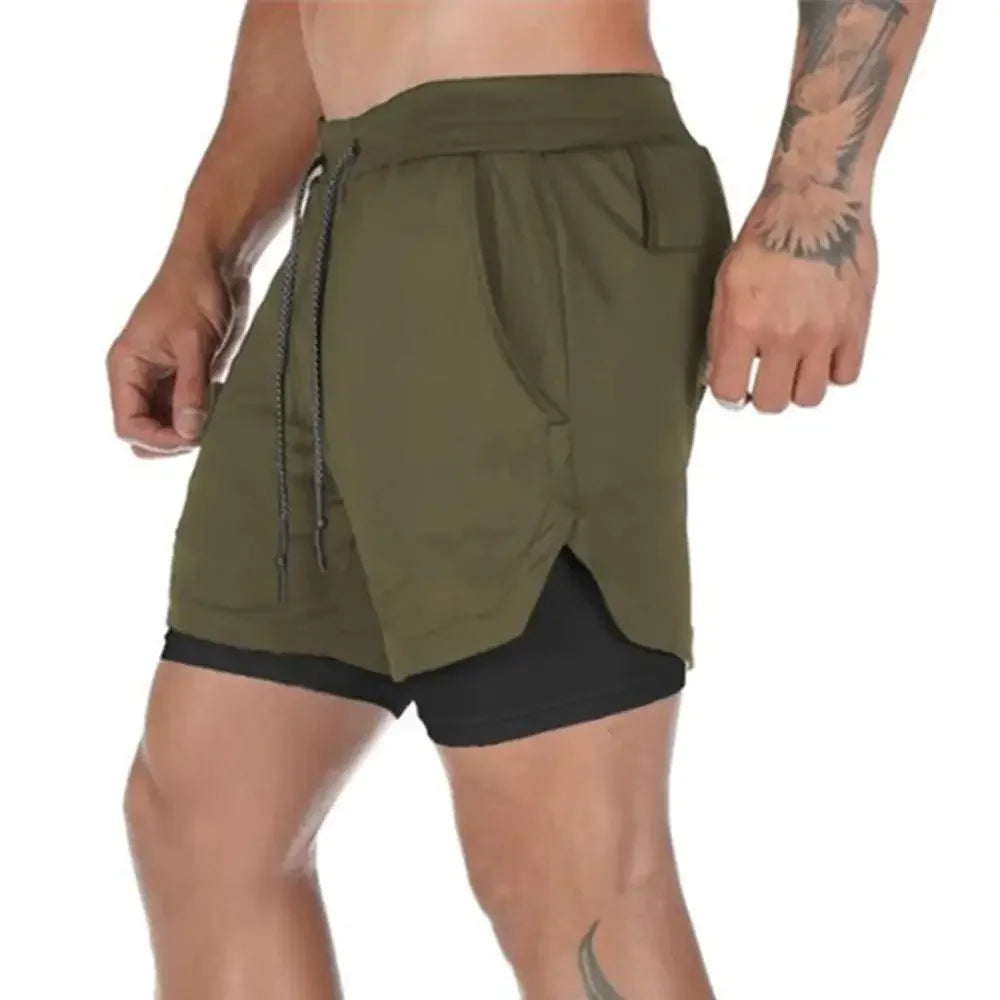 2025 Heren Camo 2-in-1 Ren Shorts | Sneldrogend & Ademend voor de Sportschool & Sport - Deoni