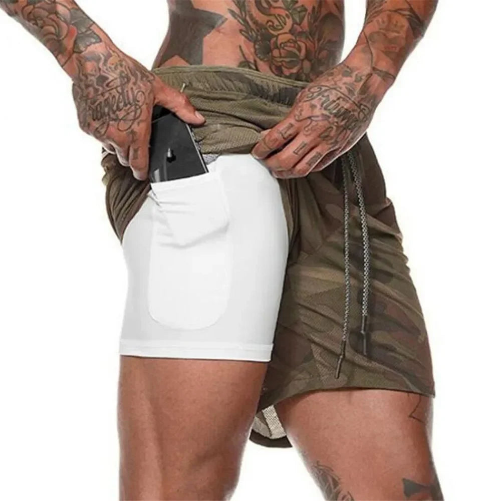 2025 Heren Camo 2-in-1 Ren Shorts | Sneldrogend & Ademend voor de Sportschool & Sport - Deoni