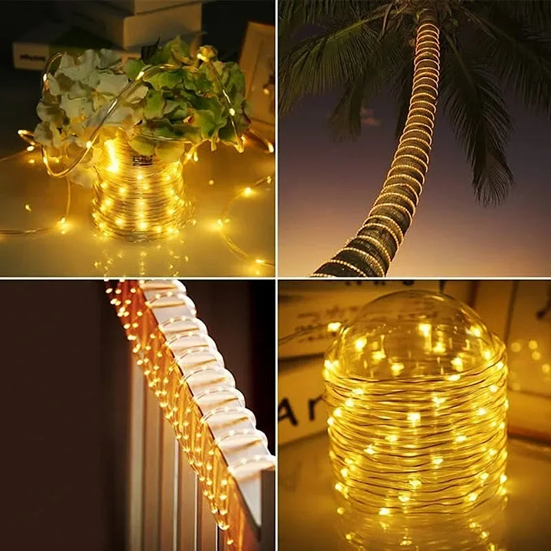 Waterdichte Zonne-Energie LED Slingerlicht | 300 LED Lichtsnoer voor Buiten Kerstmis, Tuin, Hek, & Pad Decoratie - StripYard