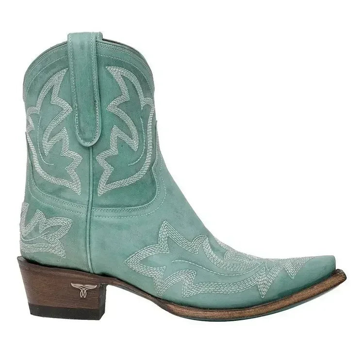 Dames Geborduurde PU Leren Hoge Hakken Cowboylaarzen | Trendy Westerse Stijl met Slangenpatroon - Harinne