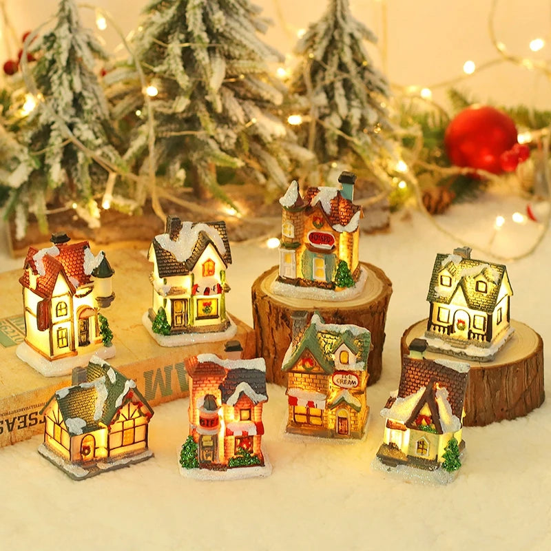 Kerst LED Houten Huis Licht | Sfeervolle Verlichte Kabine Decoratie voor Huis & DIY Kerstboom Ornamenten - GlowCabin