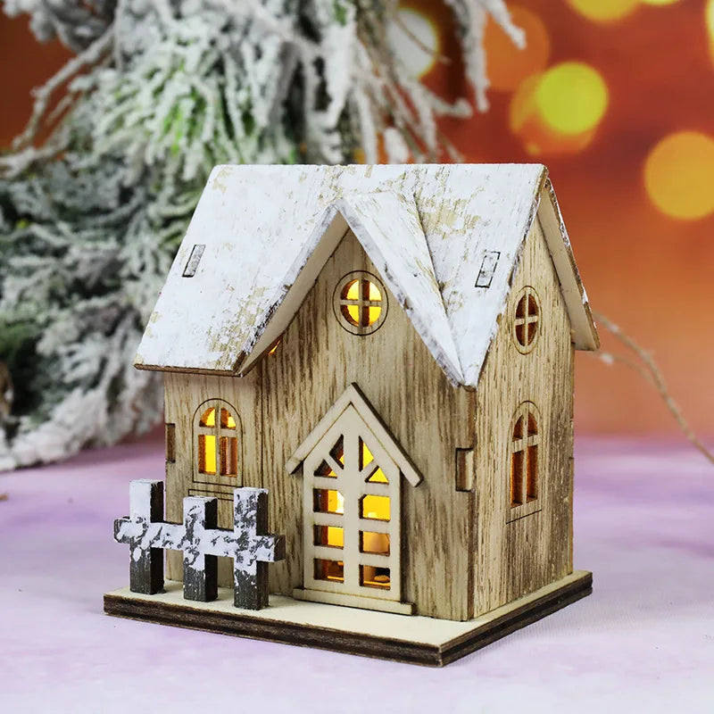 Kerst LED Houten Huis Licht | Sfeervolle Verlichte Kabine Decoratie voor Huis & DIY Kerstboom Ornamenten - GlowCabin