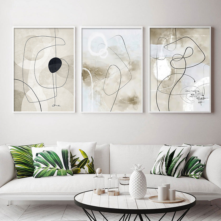 ArtWall | Abstracte Geometrische Lijnboog Posters | Mid-Century Muurkunst Canvas Prints Foto