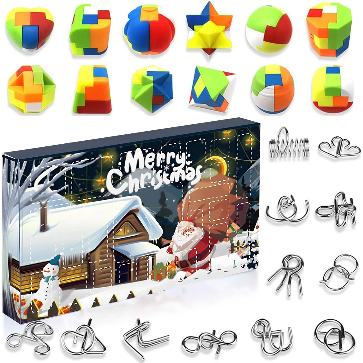 Kerst Countdown Puzzel Adventskalender 2024 | 24-delige Vakantie Puzzel Set | Leuk Kerstcadeau voor Kinderen & Volwassenen - Kallio