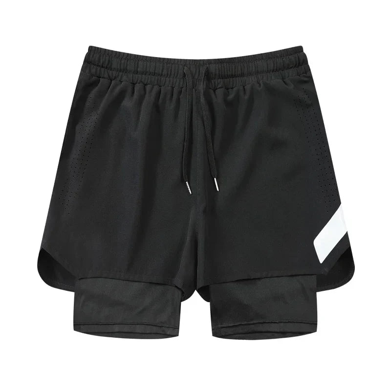 2-in-1 Heren Dubbele Sweatshorts | Wandelen, Marathon & Atletiek met Zak - Medis