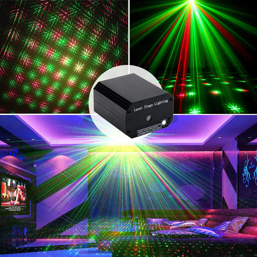 Draagbare Mini 2-in-1 LED Podiumlicht | Projector Laser DJ Disco Light | geluid geactiveerde laser effecten Flash kerst licht - MiniDisc