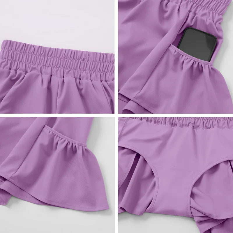 Dames Sportshorts met Ruffles en Zakken | Yoga, Fitness, Gym & Pilates - Jelsa