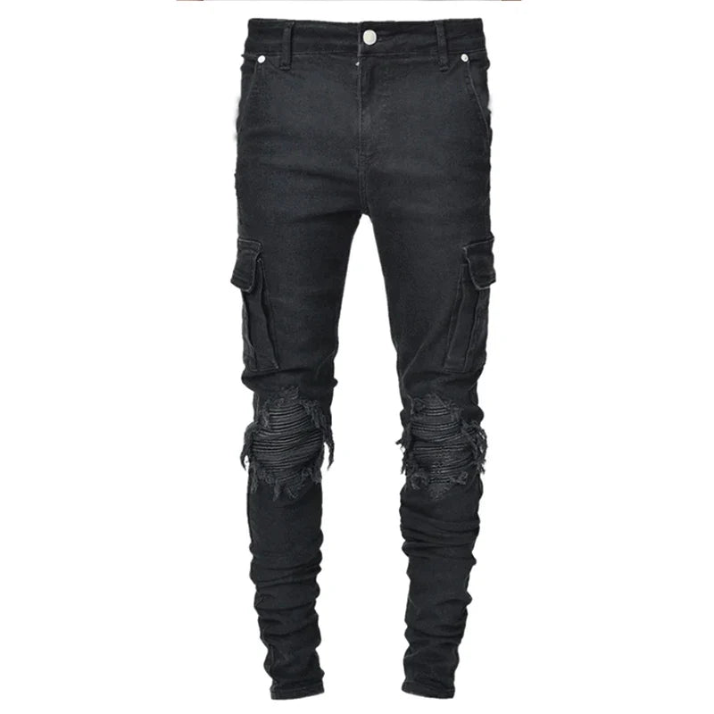 Heren Washed Denim Multi-Pocket Cargo Jeans | Functionele en Stijlvolle Dagelijkse Outfit - Geadon