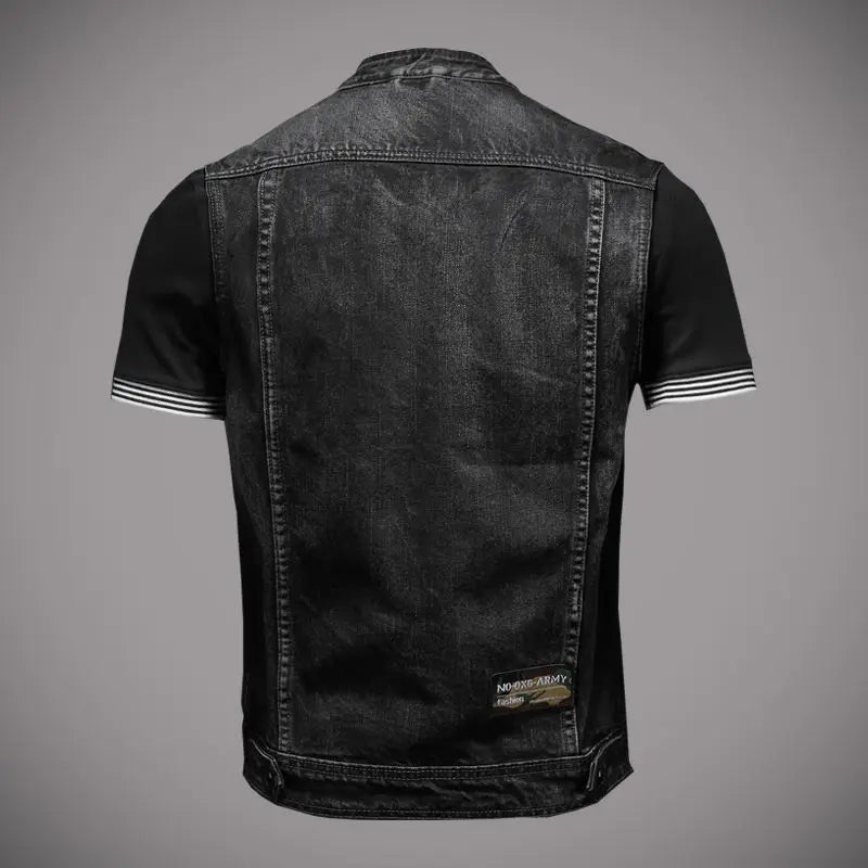 Heren Retro Motorfiets Denim Vest | Vintage Mouwloos Jack - Atharr