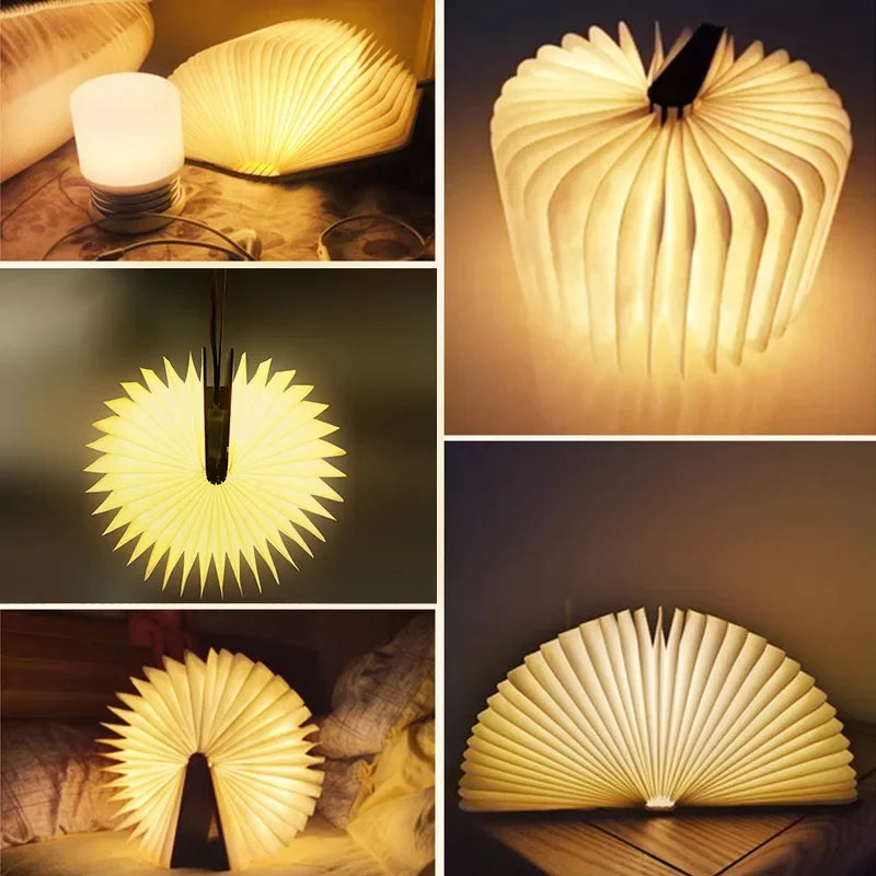 3D opvouwbaar creatief LED USB oplaadbaar houten boek licht - Lewis