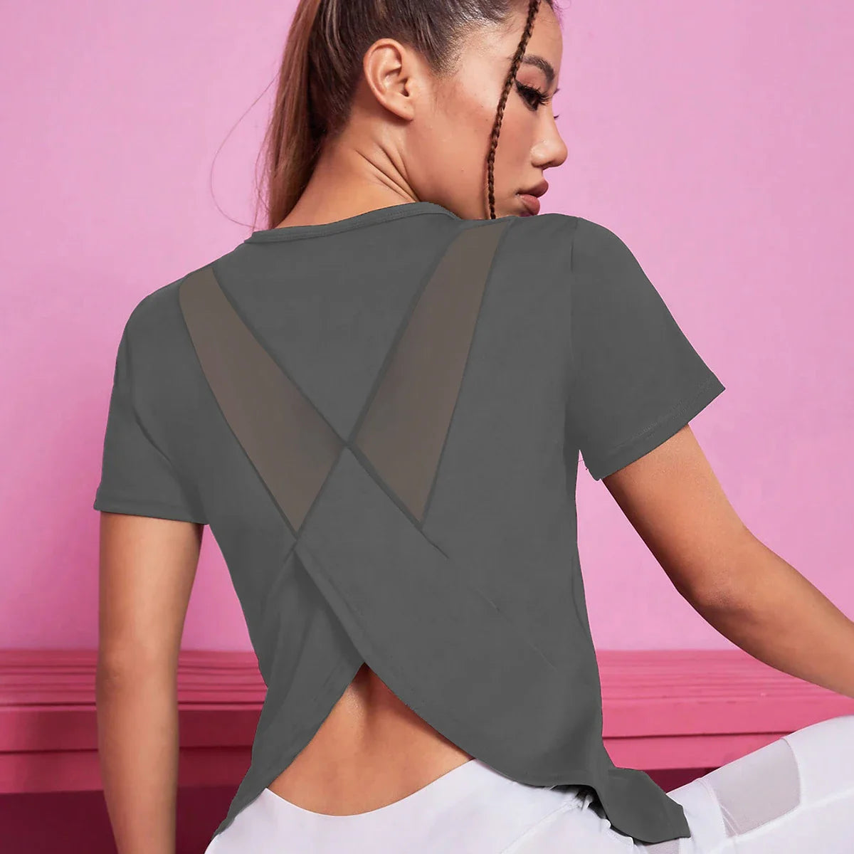 Dames Naadloos Yoga Shirt – Ademend, Kort Sportshirt voor Gym & Training - Zoppi