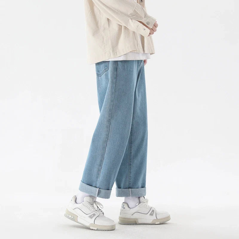 Heren Enkel-Lange Wijde Jeans | Koreaans Geïnspireerde Casual Stijl - Reston