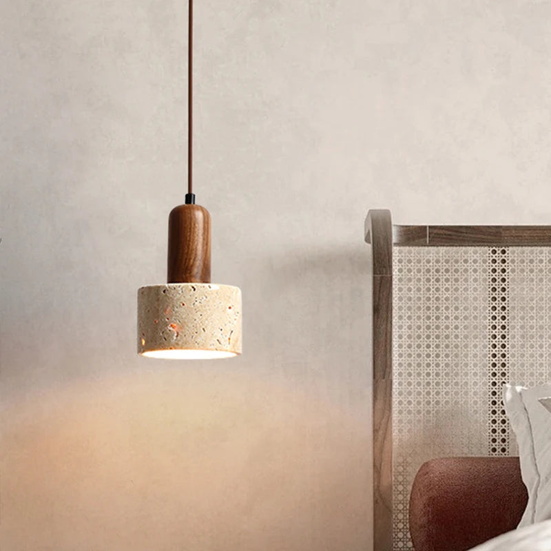 Geel Marmer Hanglamp | Wabi Sabi Travertijn Lamp - Marcel