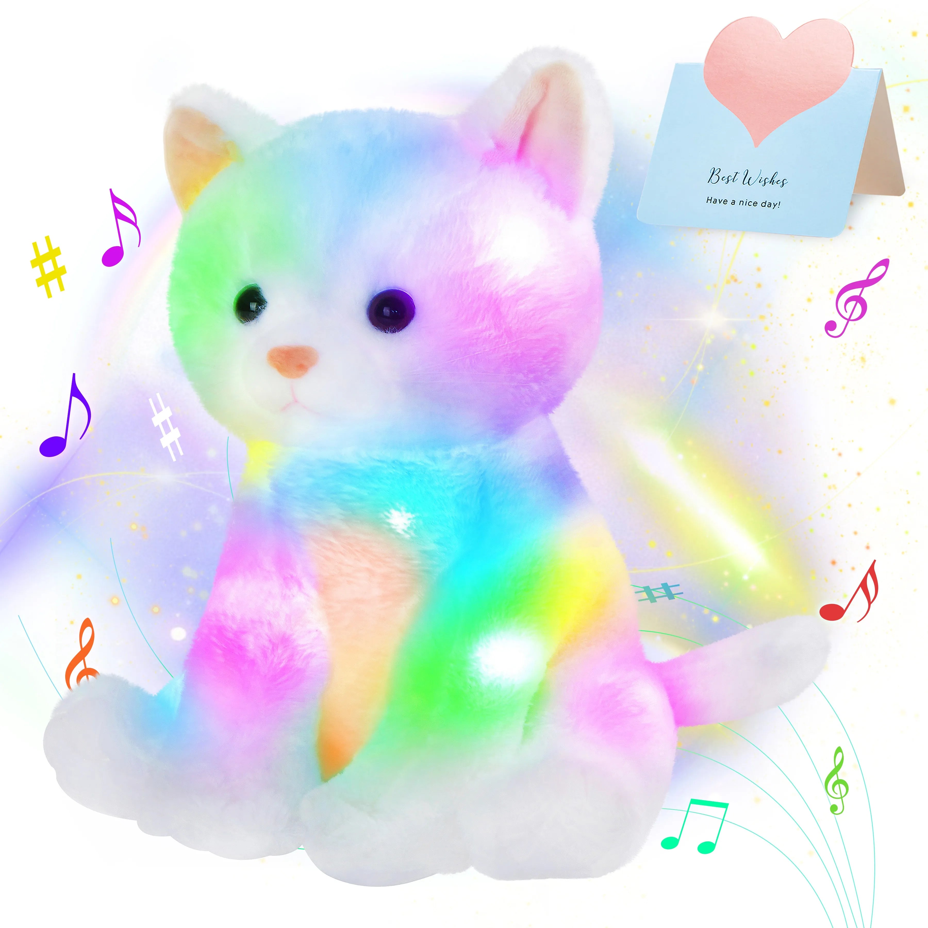 LED Licht Speelgoed Kat Pop | Muzikaal Kawaii Pluche Kussen Voor Kinderen Met Gloei-effect - Lulla