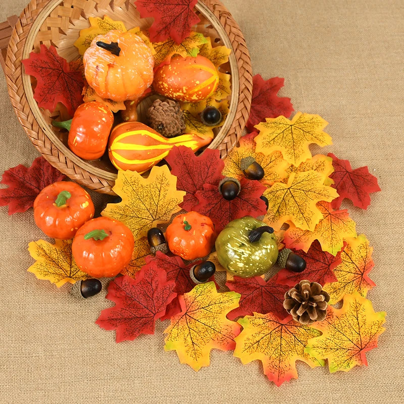 Kunstmatige esdoorn bladeren | Dennenappels Eikels herfst decoratie - HalloFoam