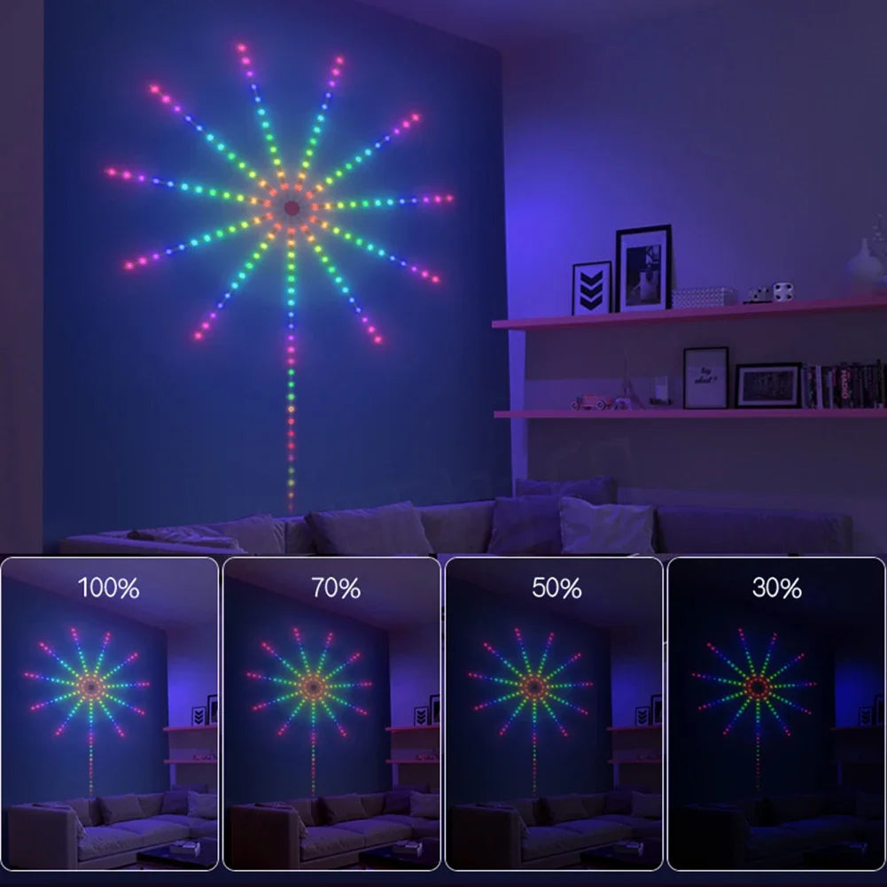 Nieuw jaar vuurwerk Bluetooth LED-Slingerlicht Strip | Slimme Afstandsbediening voor Feestelijke Verlichting voor Kerstvakantiedecoratie - FestStrip