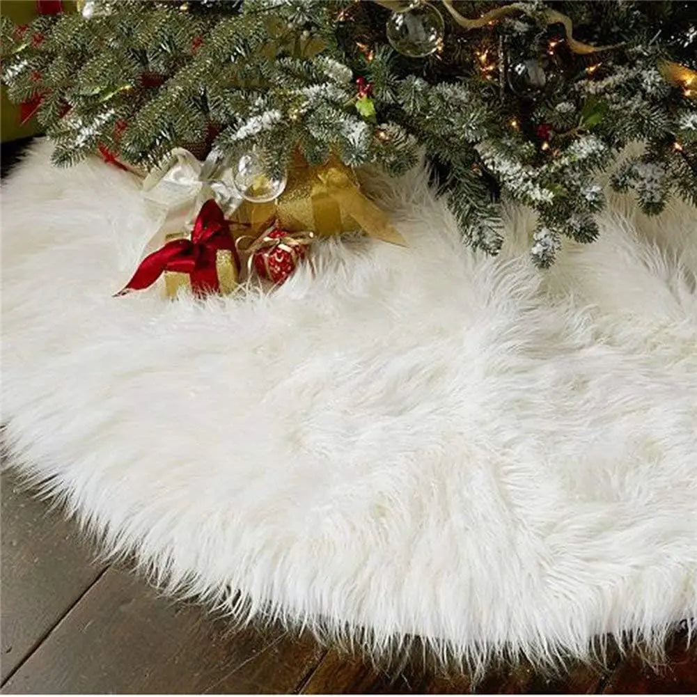 Luxueuze Witte Imitatiebont Kerstboom Rok | Zacht, Elegant en Perfect voor Feestdecoraties - FrostGlow