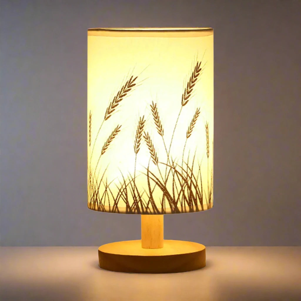 Houten Linnen Tafellamp met Touchbediening | USB-Aangedreven LED Nachtlamp | Warme Witte Sfeerlamp voor Gezellige Woondecoratie - Damero