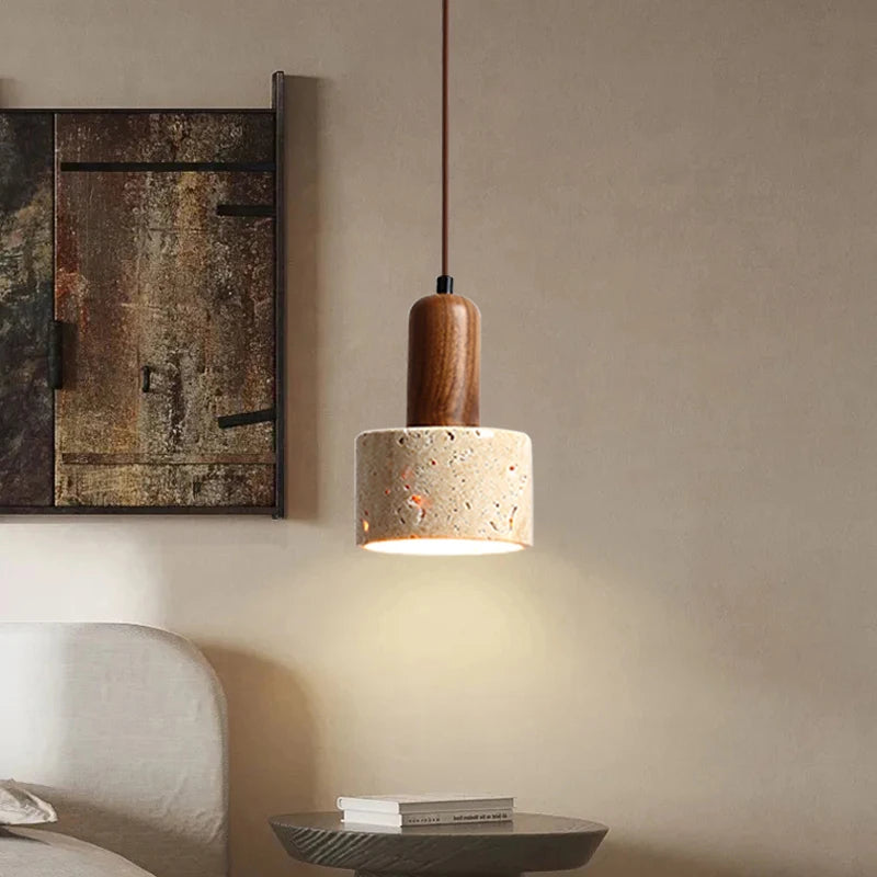 Geel Marmer Hanglamp | Wabi Sabi Travertijn Lamp - Marcel