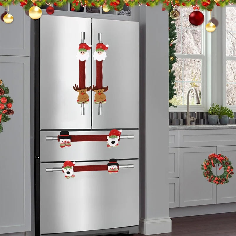 Kerst Pluche Koelkast Handgrepen Covers | Feestelijke Apparatuur Decoraties voor een Vrolijk Thuis - FridgeCov