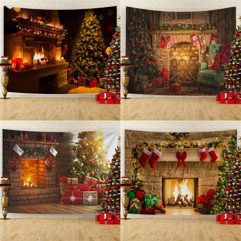 Groot Wandtapijt voor Kerstmis | Muur Hangend Kerstdecor  - TapesWall