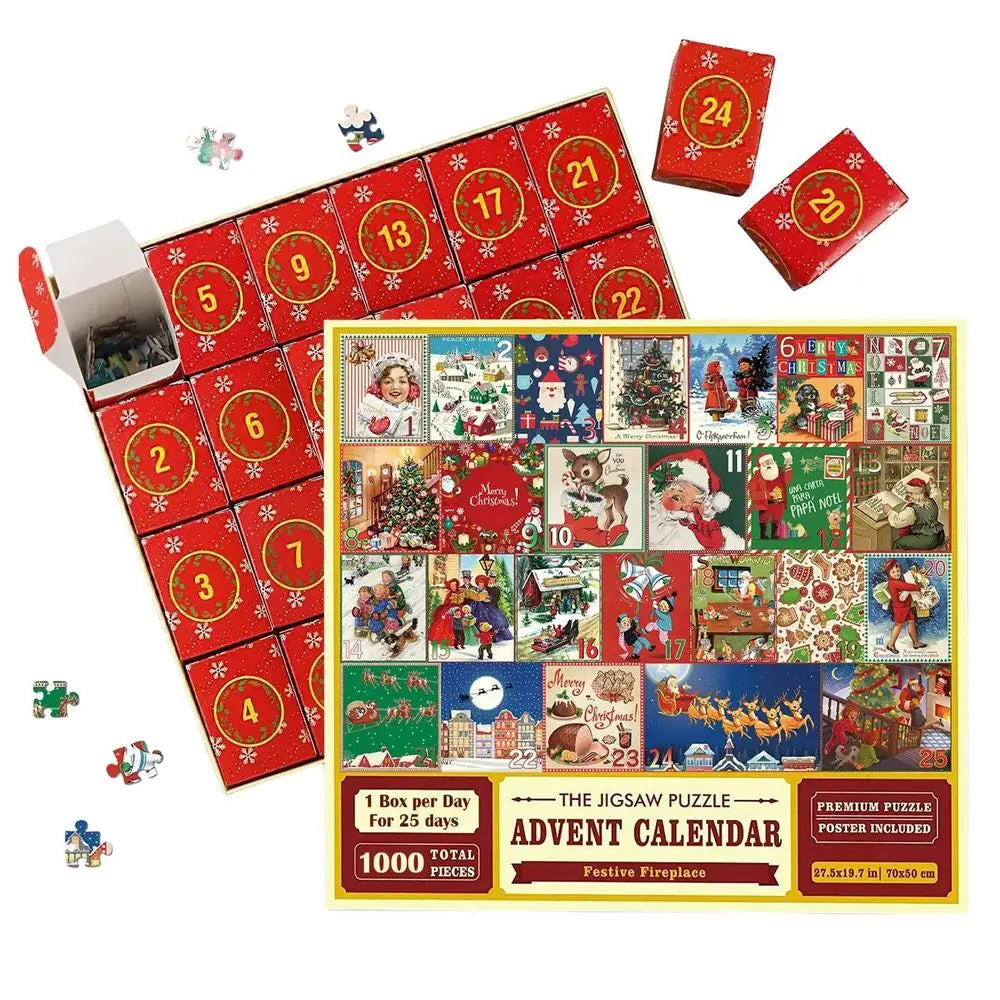 Kerst Puzzel 24 Dagen Advent Kalender | Aftelkalender Legpuzzels Verrassing Kerst Cadeau Kalender - Margen