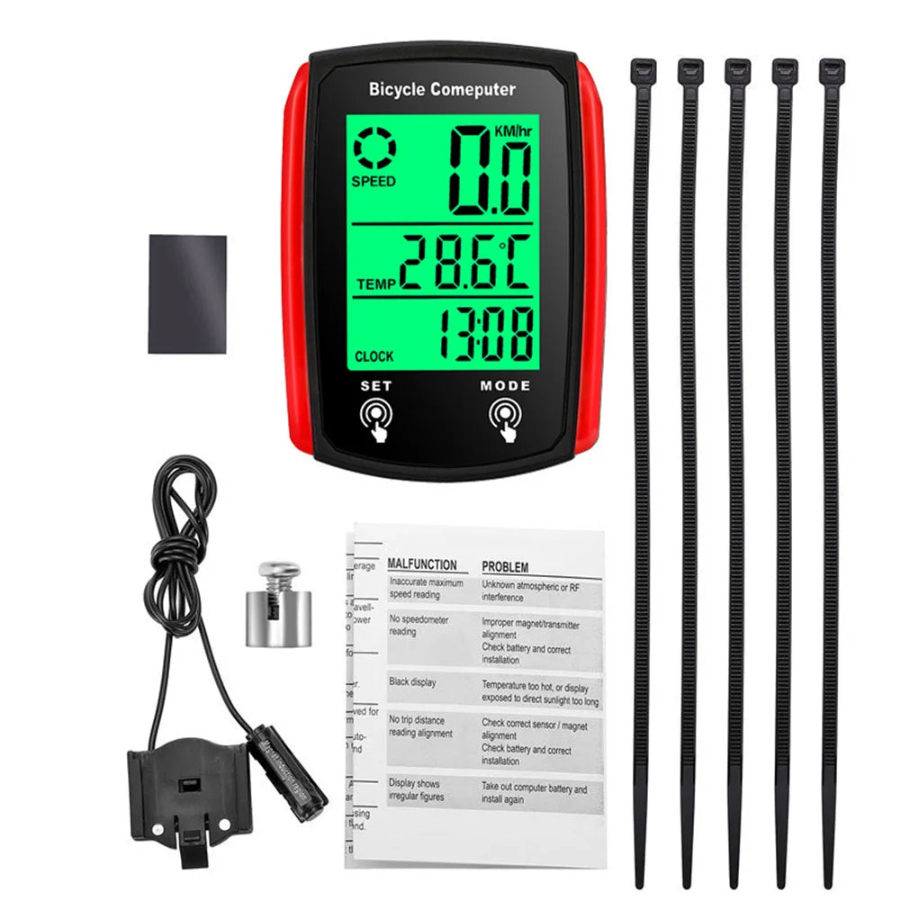 LCD Digitale Cycling Snelheidsmeter met Achtergrondverlichting - Wirmeter