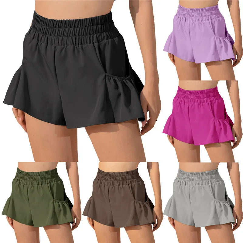 Dames Sportshorts met Ruffles en Zakken | Yoga, Fitness, Gym & Pilates - Jelsa