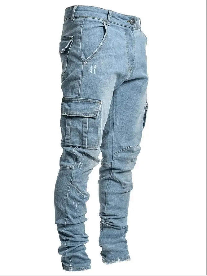 Heren Washed Denim Multi-Pocket Cargo Jeans | Functionele en Stijlvolle Dagelijkse Outfit - Geadon