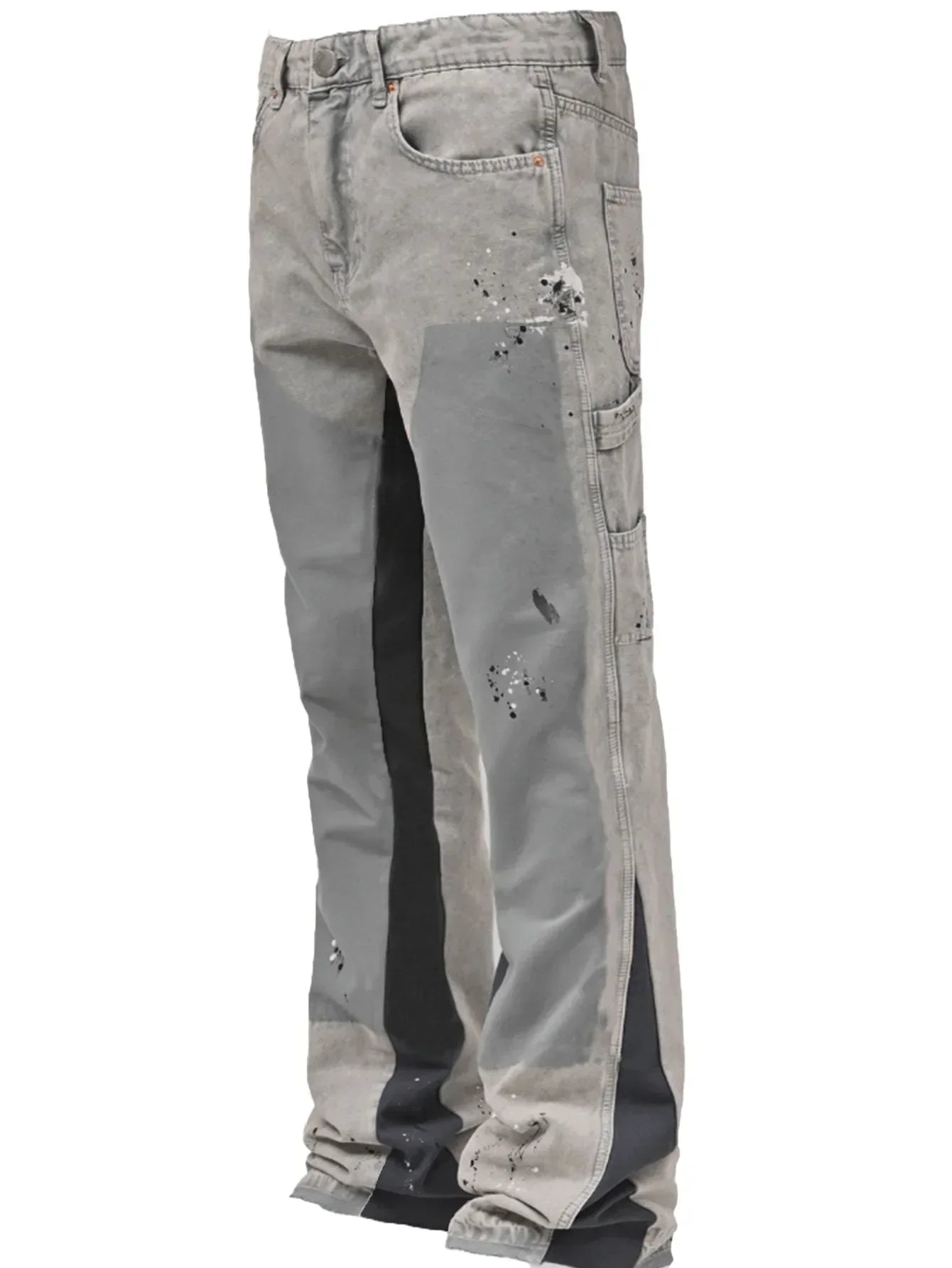 Heren Uitlopende Patchwork Jeans | Gelaagde Look & Workwear Stijl - Liam