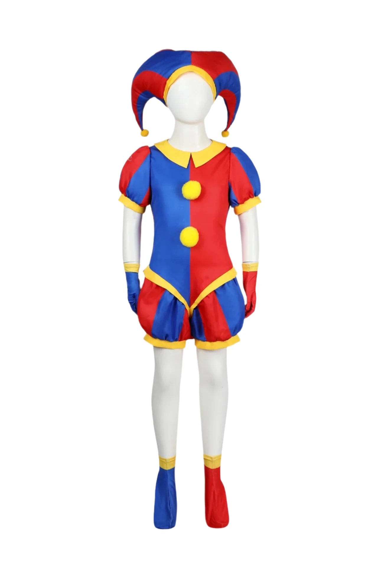 Pomni Clown Masker, Hoed & Jumpsuit Set | Leuke en Kleurrijke Cartoon-Inspired Outfit voor Feesten en Kerstmis - Cirvus