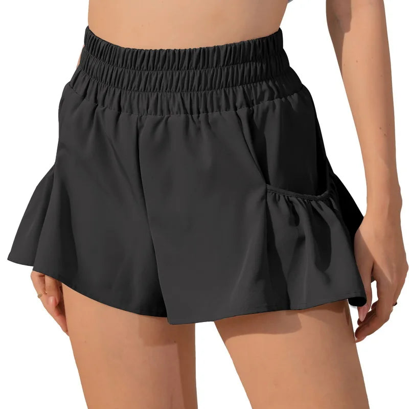 Dames Sportshorts met Ruffles en Zakken | Yoga, Fitness, Gym & Pilates - Jelsa