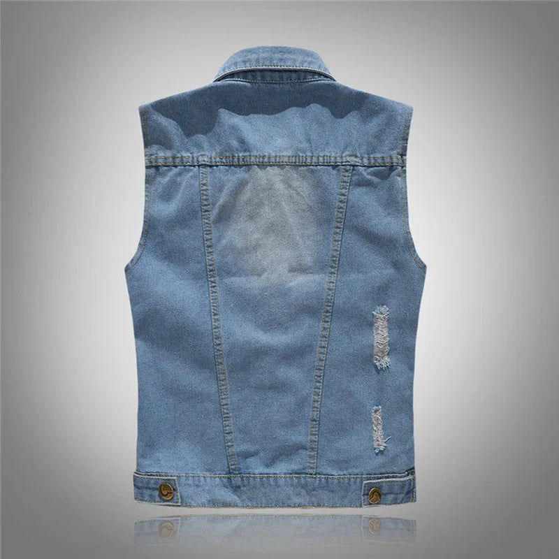 Dames Gescheurd Denim Vest | Retro Mouwloos Streetwear Ontwerp - Sileron