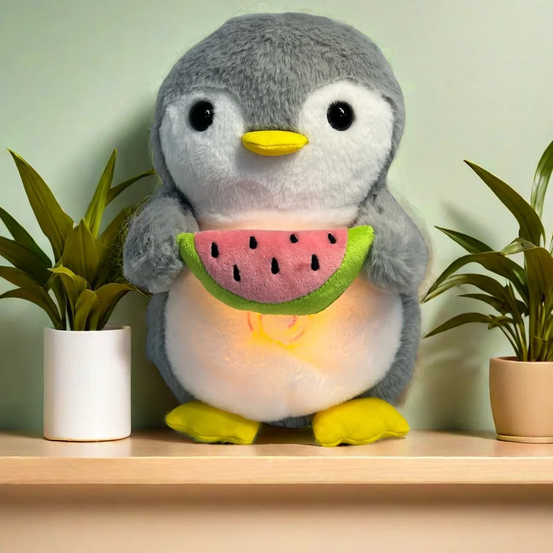 Kalmerende Glow-in-the-Dark Pluche penguin | Ontspanning en stress verlichting | Muzikale Watermeloen Pinguïn - Penglon