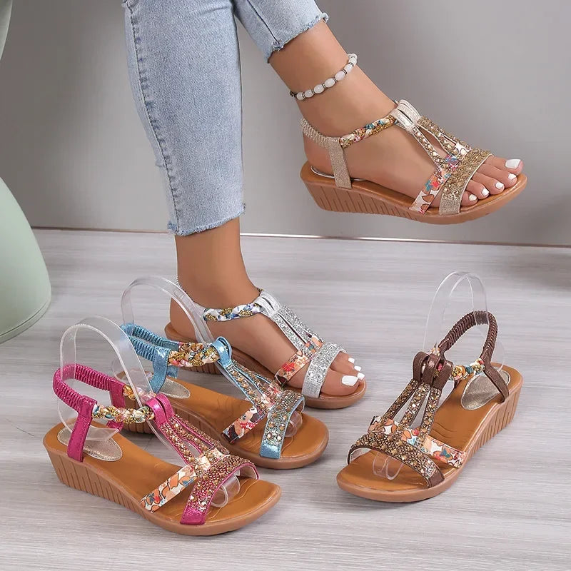 Boheems Rhinestone Platformsandalen voor Dames | Lente/Zomer Collectie 2025 - Lariana