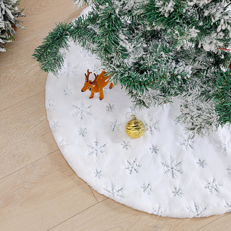 Luxueuze Witte Imitatiebont Kerstboom Rok | Zacht, Elegant en Perfect voor Feestdecoraties - FrostGlow