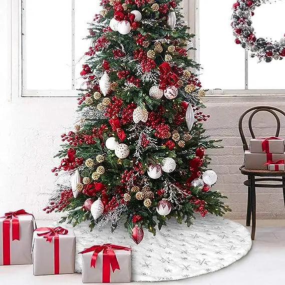 Luxueuze Witte Imitatiebont Kerstboom Rok | Zacht, Elegant en Perfect voor Feestdecoraties - FrostGlow