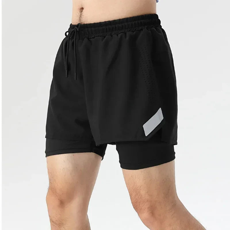 2-in-1 Heren Dubbele Sweatshorts | Wandelen, Marathon & Atletiek met Zak - Medis