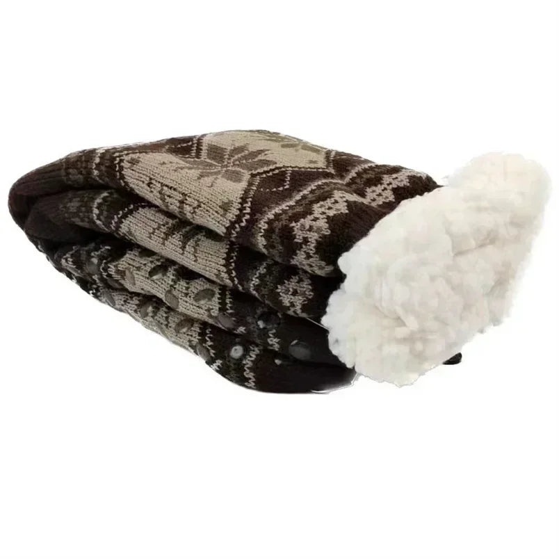 Fluffy Thermische Winter Sokken | Non-Slip Fleece Pluche Grip Sok | Fuzzy Warm Korte Sok mannelijke kerstcadeau - Horat