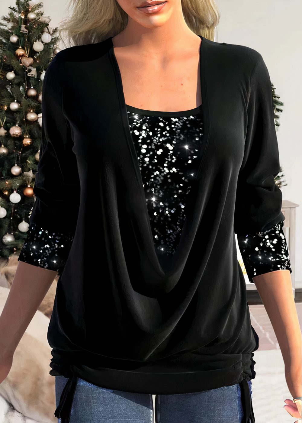 Stijlvolle Glitter Blouse - Samina