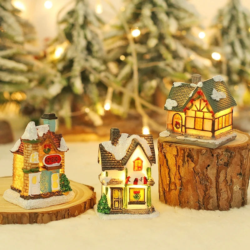 Kerst LED Houten Huis Licht | Sfeervolle Verlichte Kabine Decoratie voor Huis & DIY Kerstboom Ornamenten - GlowCabin