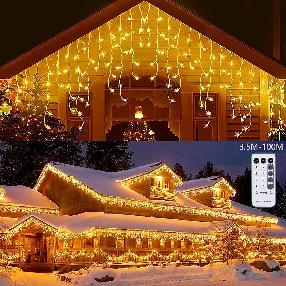 Outdoor Winter Slinger LED Ijspegel Gordijn Kerstverlichting -  Curtcle