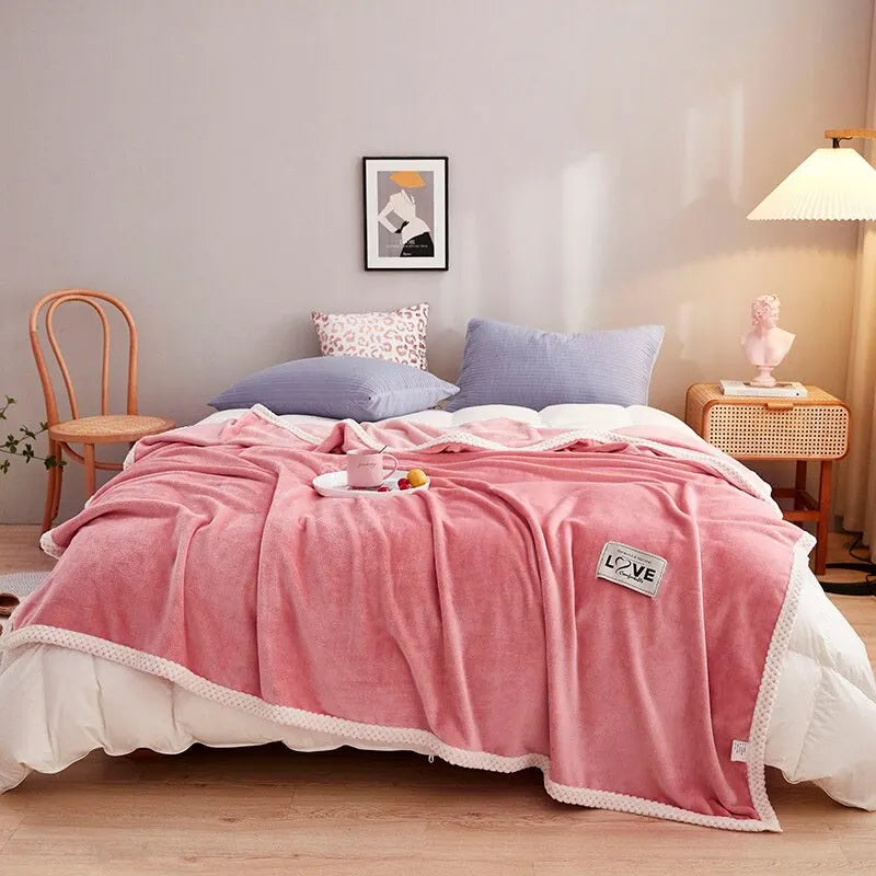 Roze Beddengoed Flanellen Fleece Dekens - Louly