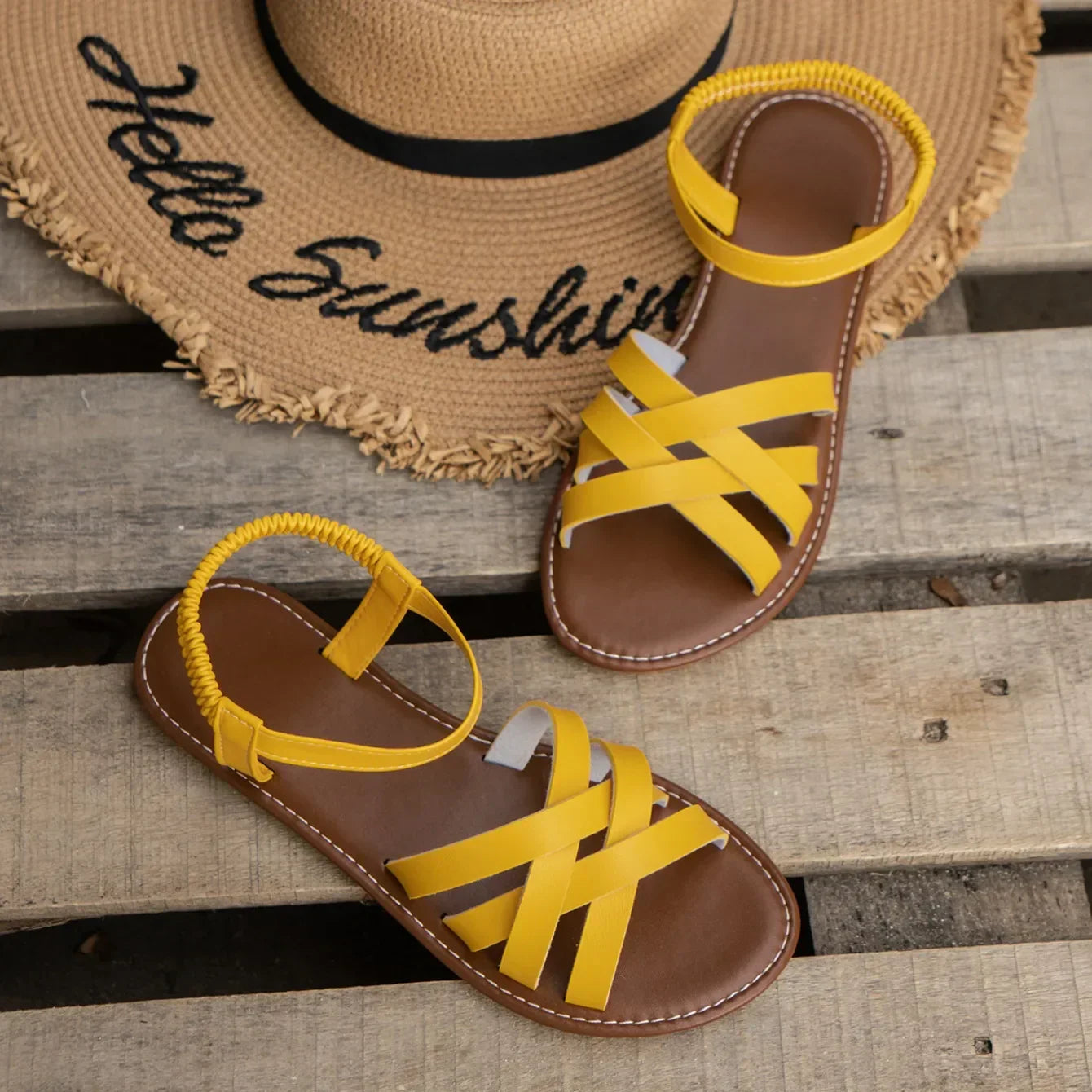 Romeinse Stijl Open Teen Platte Sandalen | Duurzaam & Ondersteunend Zomerschoeisel -  Savanagh