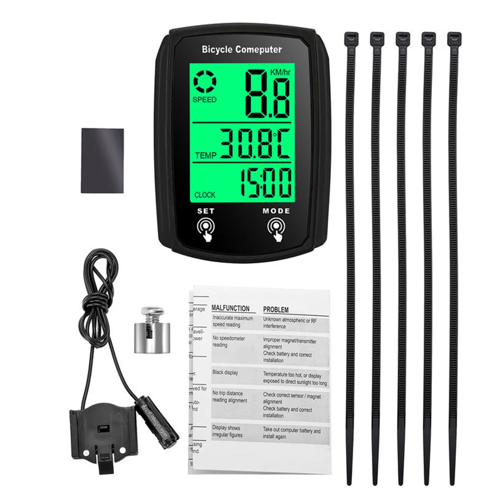 LCD Digitale Cycling Snelheidsmeter met Achtergrondverlichting - Wirmeter