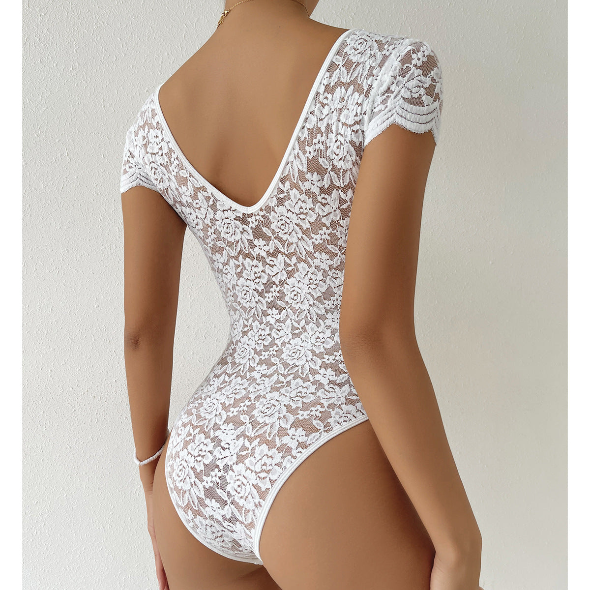 Sensuele Kant-Versiering V-Hals Bodysuit | Figuurvormend, Elegant en Chic - Solira